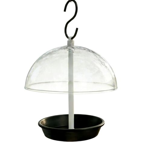 Comedero para pájaros de exterior: Comedero de gran capacidad con bandeja metálica resistente a la intemperie y tapa en forma de cúpula, ideal para la observación de aves, balcones y jardines. Comeder