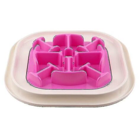 Comedero para perros  con protección antiasfixia, comedero de comida lenta (estilo hueso rosa)