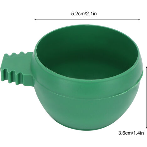 Comedero [PLÁSTICO GRUESO] – 15 piezas redondas para jaulas de pájaros – Robusto, compacto, 5,2 x 3,6 cm, para comida y agua.