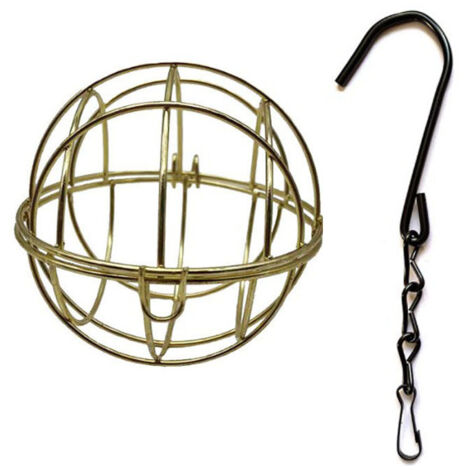 Comederos de 4 piezas - para bolas de grasa - con gancho en forma de S, 7 cm de diámetro, dorado
