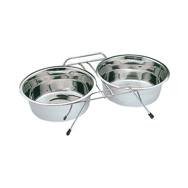 

Comederos y bebederos perros gatos doble con soporte - size S