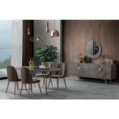 Comedor completo ETNA con 4 sillas marron