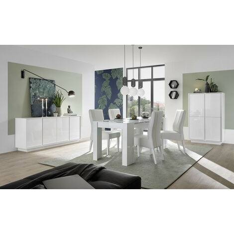 Comedor completo ICE blanco lacado - Mueble para vajilla: SIN