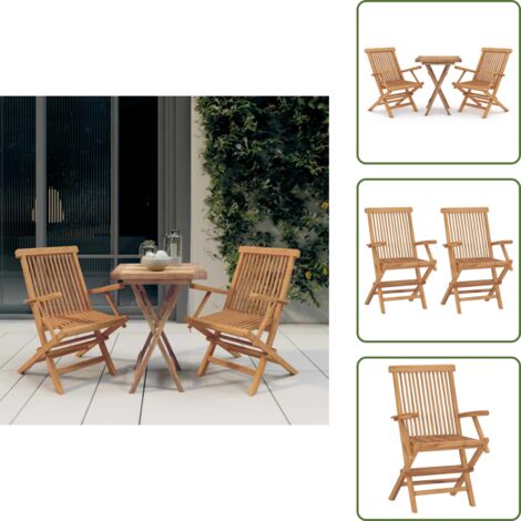 Comedor de exterior - vidaXL Juego de comedor para jardín 3 piezas madera maciza de teca - Madera de teca