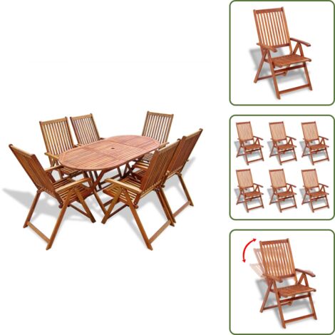 Comedor de exterior - vidaXL Set de comedor de jardín 7 piezas madera maciza de acacia - Muebles de jardín