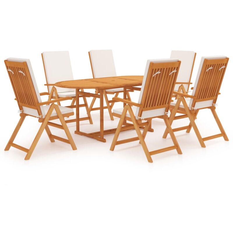 

Comedor de jardín 7 piezas con cojines madera maciza de teca - Marrón - Vidaxl