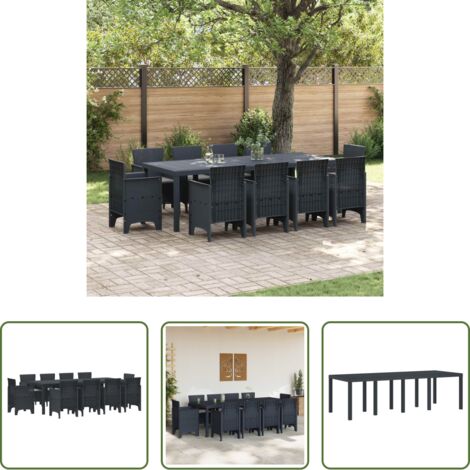Comedor de jardín -  Conjunto de Comedor de Jardín 11 pcs Antracita Polipropileno