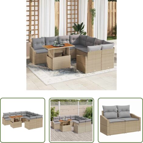 Comedor de jardín -  Conjunto de Comedor de Jardín Beige y gris 100 x 55 x 73 cm