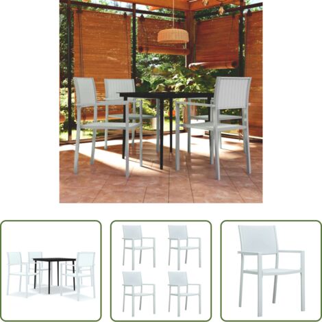 Comedor de jardín -  Juego de comedor de jardín de 5 piezas blanco