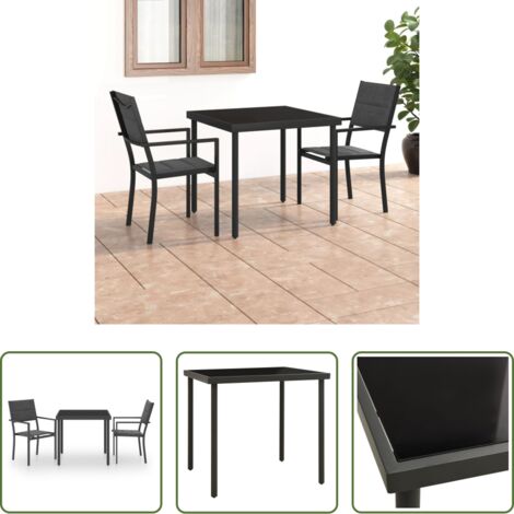 Comedor de jardín -  Juego de comedor para jardín 3 piezas acero