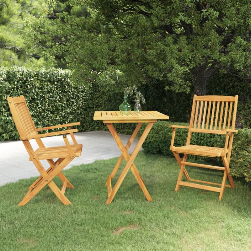 

Comedor de jardín plegable 3 piezas madera maciza de acacia