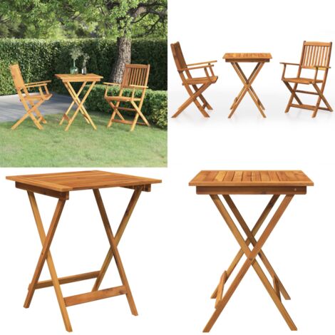 Comedor de jardín plegable 3 piezas madera maciza de acacia - Comedor plegable - Mesa de jardín