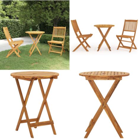 Comedor de jardín plegable 3 piezas madera maciza de acacia - Comedor plegable - Mesa de jardín