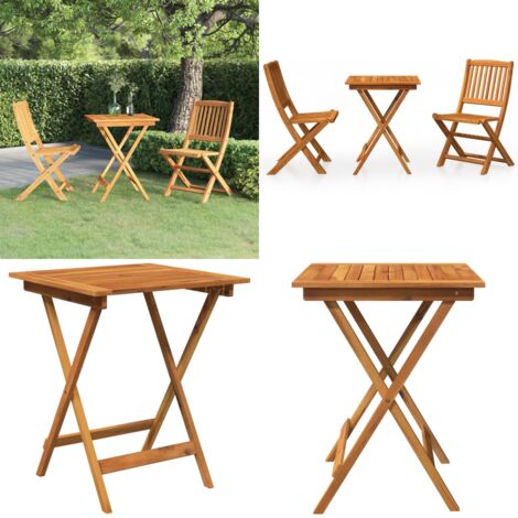 Comedor de jardín plegable 3 piezas madera maciza de acacia - Comedor plegable - Mesa de jardín