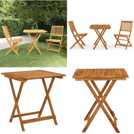 Comedor de jardín plegable 3 piezas madera maciza de acacia - Comedor plegable - Mesa de jardín