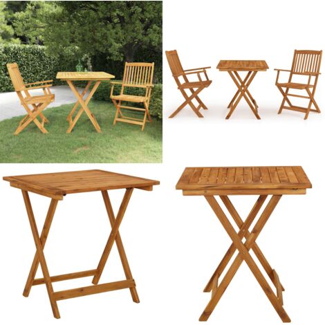 Comedor de jardín plegable 3 piezas madera maciza de acacia - Comedor plegable - Mesa de jardín
