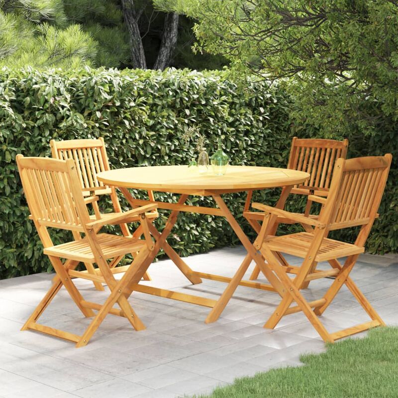

Comedor de jardín plegable 5 piezas madera maciza de acacia