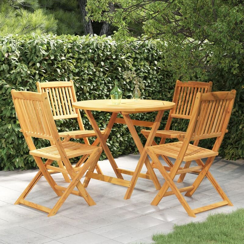 

Comedor de jardín plegable 5 piezas madera maciza de acacia
