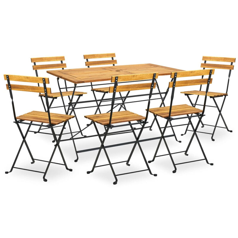 

Comedor de jardin plegable 7 piezas de madera maciza de acacia