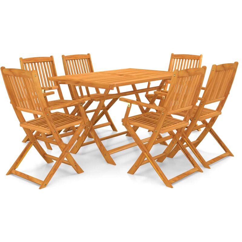 

Comedor de jardín plegable 7 piezas de madera maciza de acacia