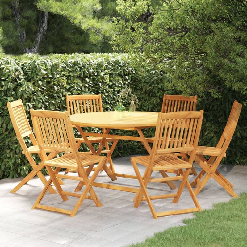 

Comedor de jardín plegable 7 piezas madera maciza de acacia