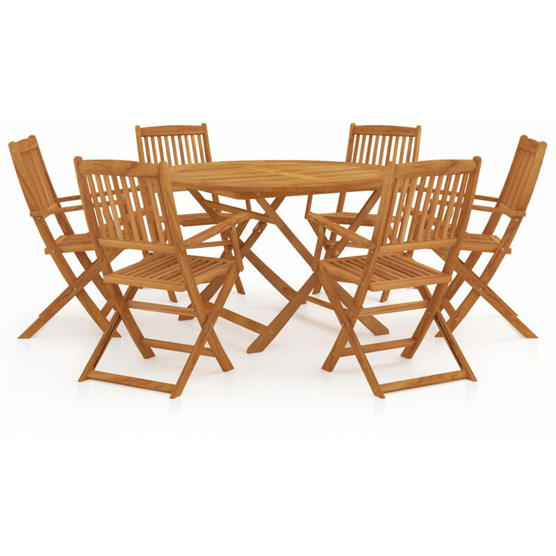 

Comedor de jardin plegable 7 piezas madera maciza de acacia