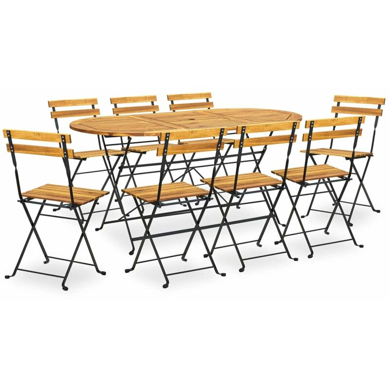 

Comedor de jardin plegable 9 piezas de madera maciza de acacia