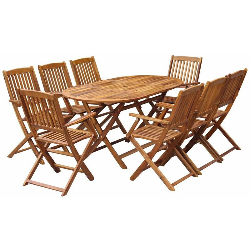 

Comedor de jardin plegable 9 piezas de madera maciza de acacia