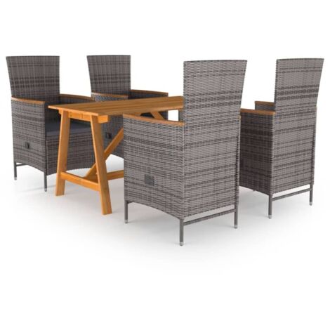 Comedor de jardín - vidaXL Juego de comedor para jardín 5 piezas gris - Comedor exterior