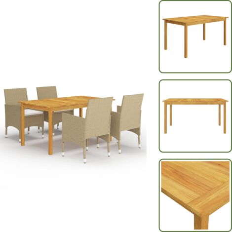 Comedor de jardín - vidaXL Juego de comedor para jardín de 5 piezas beige - Comedor exterior