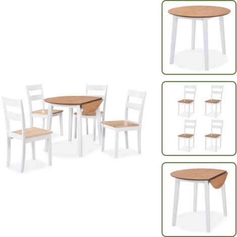 Comedor de madera - vidaXL Juego de comedor de MDF y madera de caucho 5 piezas blanco - Comedor de madera natural
