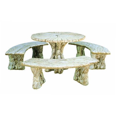 COMEDOR DE PIEDRA JARDIN CIRCULAR MADERA GRANDE