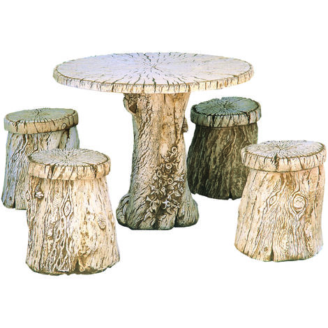COMEDOR DE PIEDRA JARDIN CIRCULAR MADERA PEQUEÃ‘A