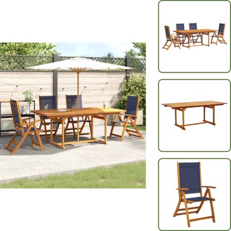 Comedor exterior - vidaXL Juego comedor de jardín 5 pzas madera maciza acacia y textileno - Juego de comedor