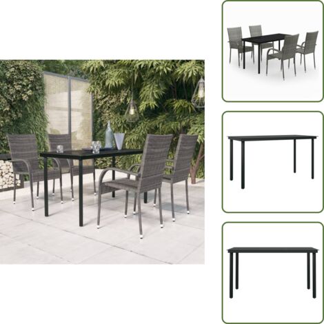 Comedor exterior - vidaXL Juego de comedor de jardín 5 piezas gris y negro - Muebles de jardín