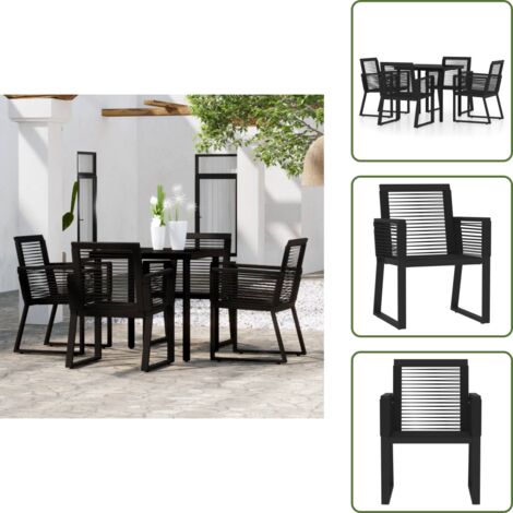 Comedor exterior - vidaXL Juego de comedor de jardín 5 piezas negro - Mesa de comedor