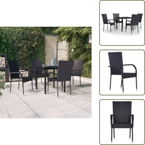 Comedor exterior - vidaXL Juego de comedor de jardín 5 piezas negro - Muebles de jardín