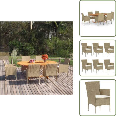 Comedor exterior - vidaXL Juego de comedor de jardín 7 piezas ratán sintético beige - Muebles de jardín