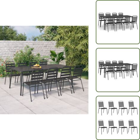 Comedor exterior - vidaXL Juego de comedor de jardín 9 piezas acero gris antracita - Muebles de jardín