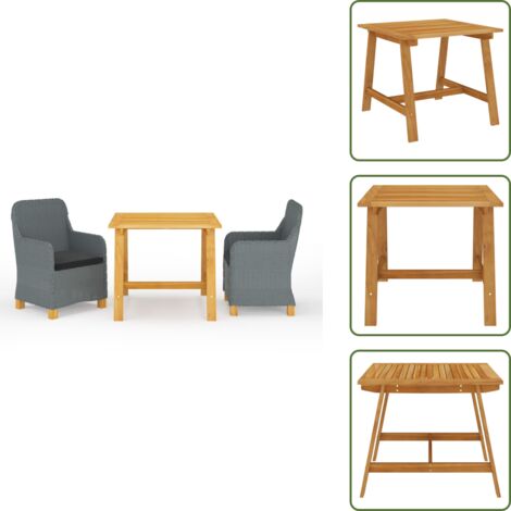 Comedor exterior - vidaXL Juego de comedor para jardín 3 piezas gris claro - Comedor de jardín
