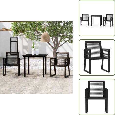 Comedor exterior - vidaXL Juego de comedor para jardín 3 piezas negro - Mesa de comedor
