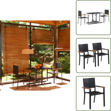 Comedor exterior - vidaXL Juego de comedor para jardín 3 piezas negro - Muebles de jardín