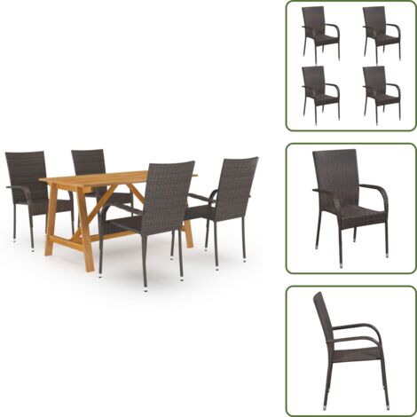 Comedor exterior - vidaXL Juego de comedor para jardín 5 piezas marrón - Comedor de jardín