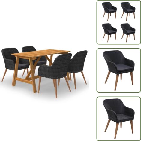 Comedor exterior - vidaXL Juego de comedor para jardín 5 piezas negro - Comedor de jardín