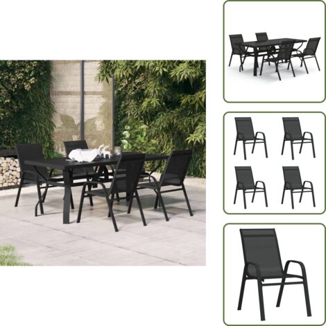 Comedor exterior - vidaXL Juego de comedor para jardín 5 piezas negro - Jardín