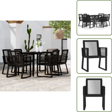 Comedor exterior - vidaXL Juego de comedor para jardín 7 piezas negro - Mesa de comedor