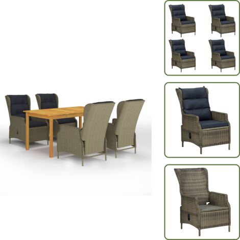 Comedor exterior - vidaXL Juego de comedor para jardín de 5 piezas marrón - Comedor de jardín