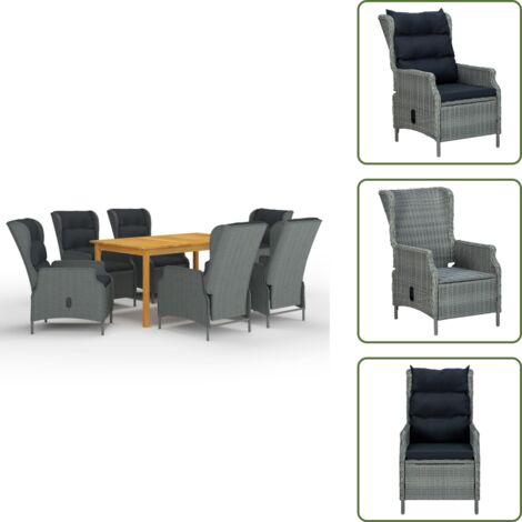 Comedor exterior - vidaXL Juego de comedor para jardín de 7 piezas gris claro - Comedor de jardín