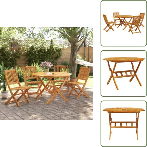 Comedor exterior - vidaXL Set de comedor de jardín plegable 5 pzas madera maciza acacia - Muebles de jardín