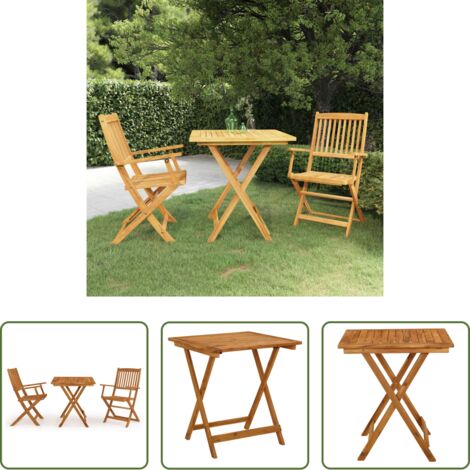 Comedor plegable -  Comedor de jardín plegable 3 piezas madera maciza de acacia
